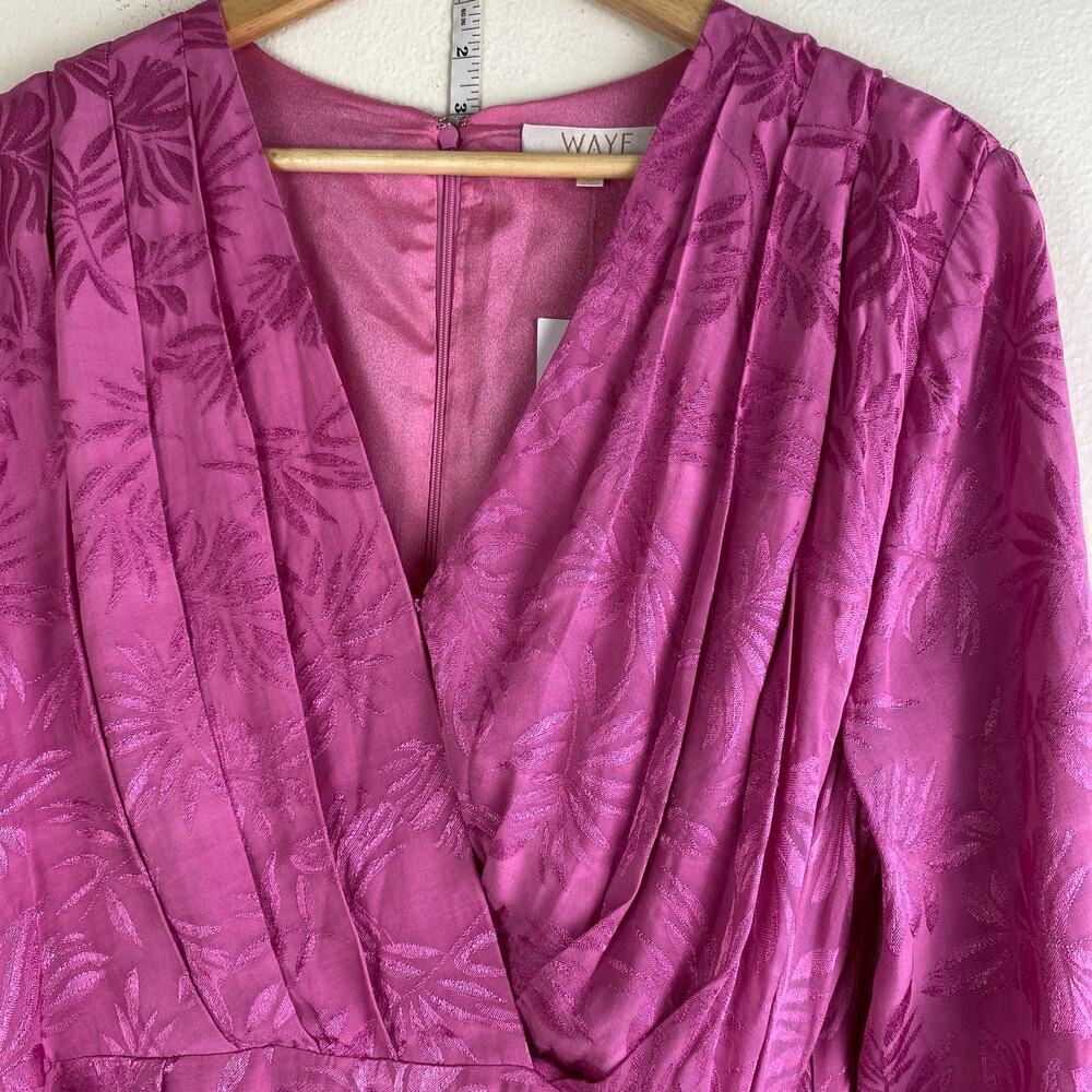 NWT WAYF Attina Faux Wrap Mini Dress Magenta Pink Long Sleeve Medium - Picture 9 of 16
